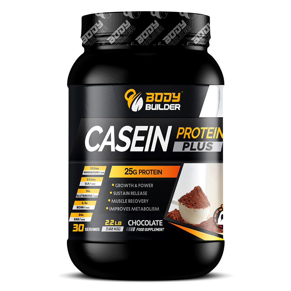 Body Builder Casein Protein Plus, Chocolate, 2.2 LB, Growth & Power, Sustain Release