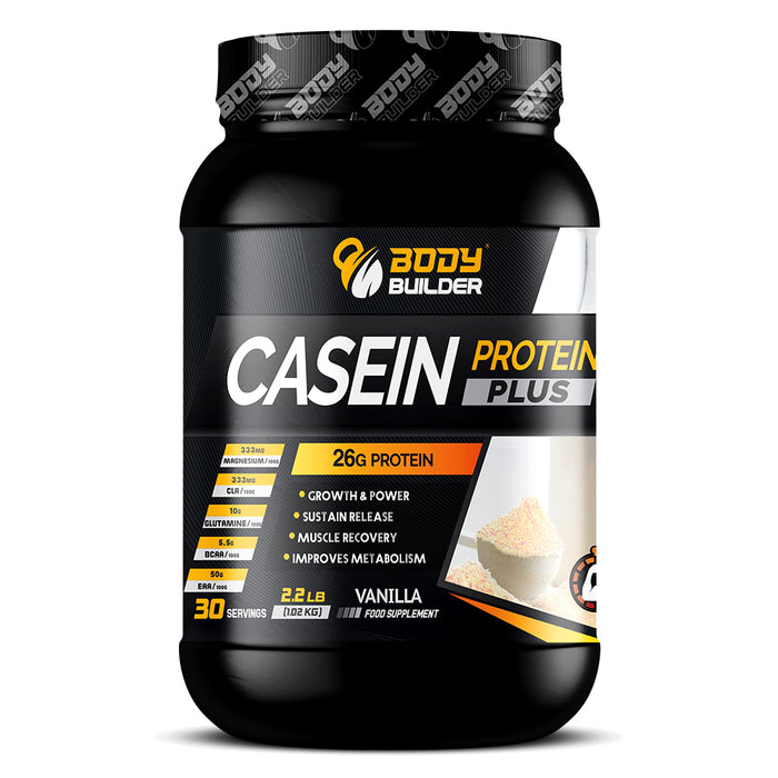 Body Builder Casein Protein Plus, Vanilla, 2.2 LB, Growth & Power, Sustain Release