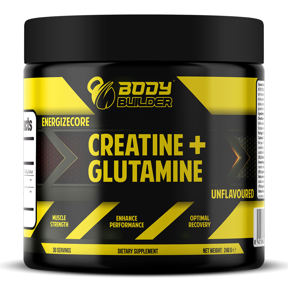 مكمل بناء الجسم Energizecore Creatine + Glutamine، بدون نكهة، 30، قوة العضلات