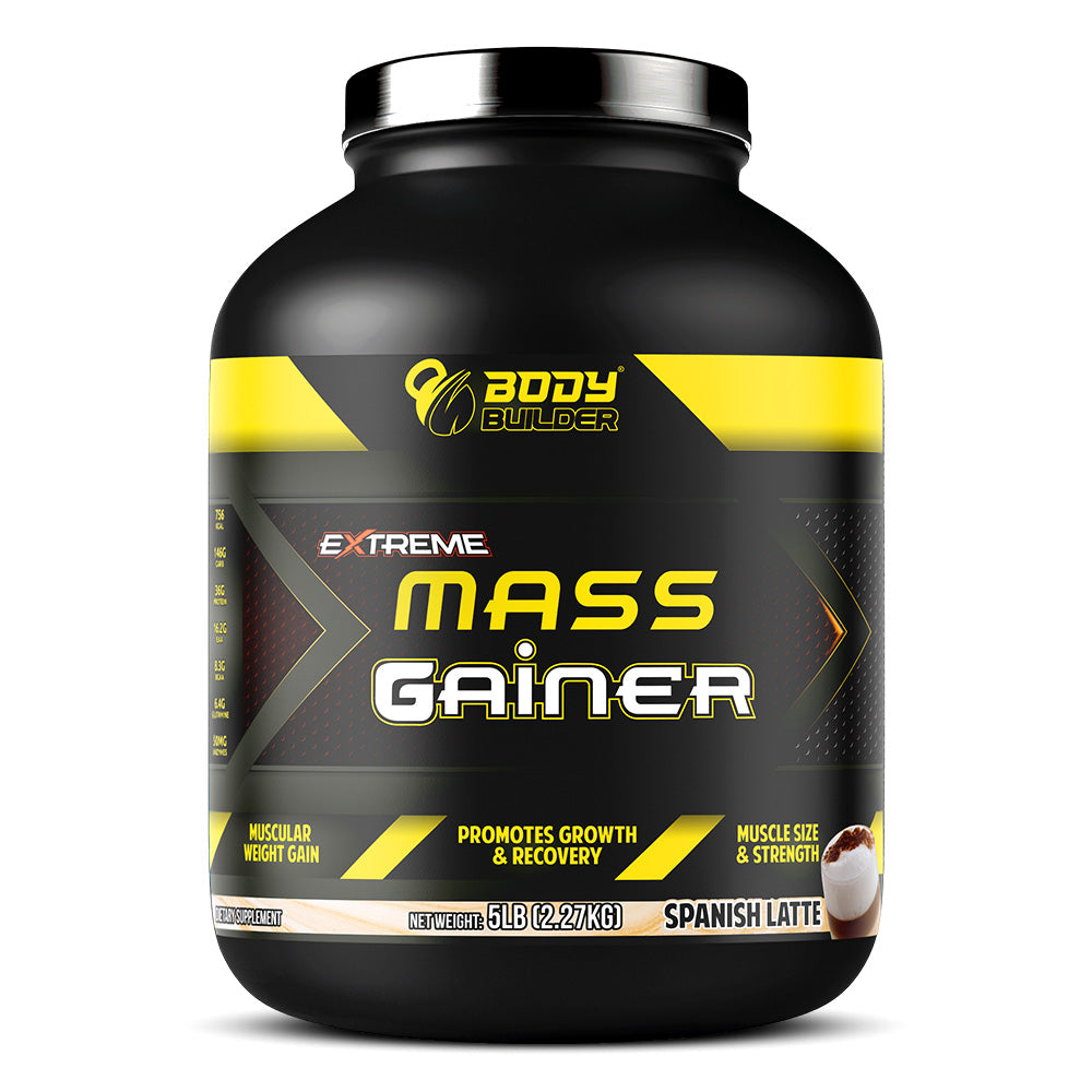 Body Builder Extreme Mass Gainer, Spanish Latte, 5 LB, Muscular Weight Gain