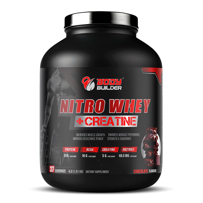 Body Builder Nitro Whey + Creatine, Chocolate, 4 LB, Lean Muscles Growth