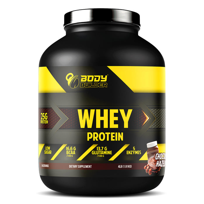 Body Builder Whey Protein, Chocolate Hazelnut, 4 LB, 25 g of Whey Protein Per 1 Scoop