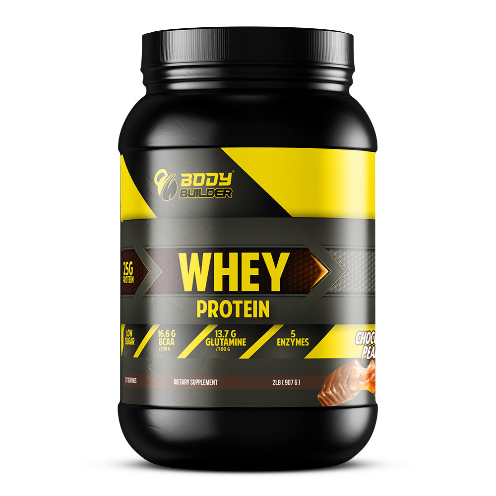 Body Builder Whey Protein, Chocolate Peanut, 2 LB, 25 g of Whey Protein Per 1 Scoop