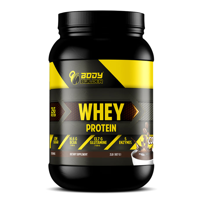 Body Builder Whey Protein, Coffee, 2 LB, 25 g of Whey Protein Per 1 Scoop