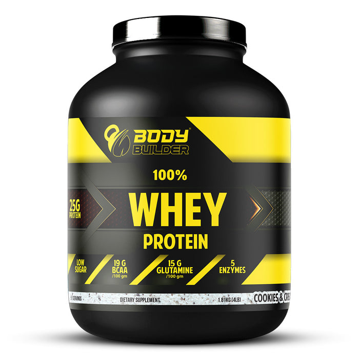 Body Builder Whey Protein, Cookies and Cream, 4 LB, 25 g of Whey Protein Per 1 Scoop