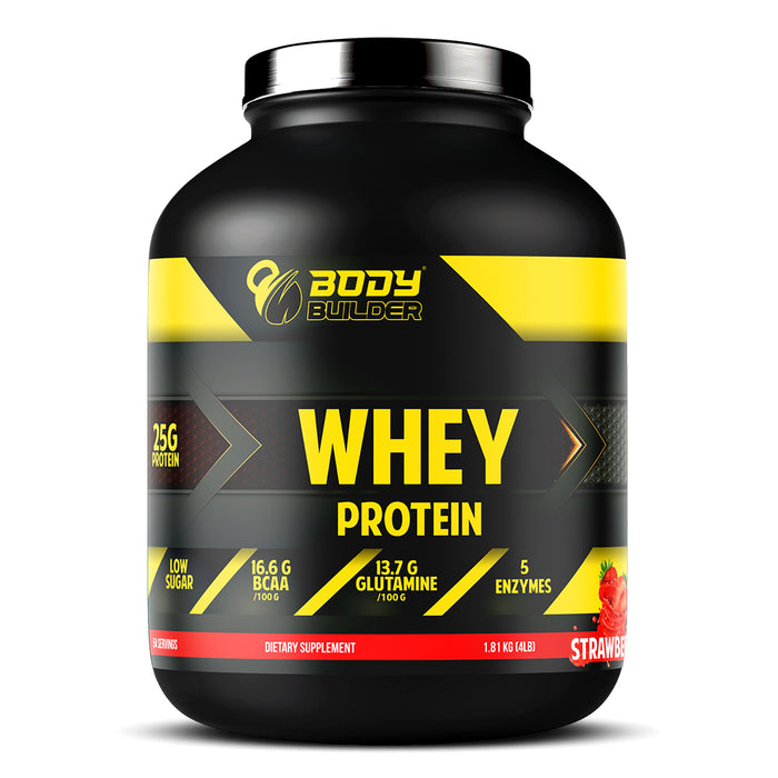 Body Builder Whey Protein, Juicy Strawberry, 4 LB, 25 g of Whey Protein Per 1 Scoop