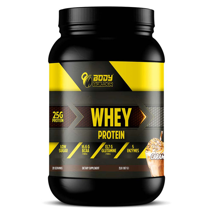 Body Builder Whey Protein, Latte Caramel, 2 LB, 25 g of Whey Protein Per 1 Scoop