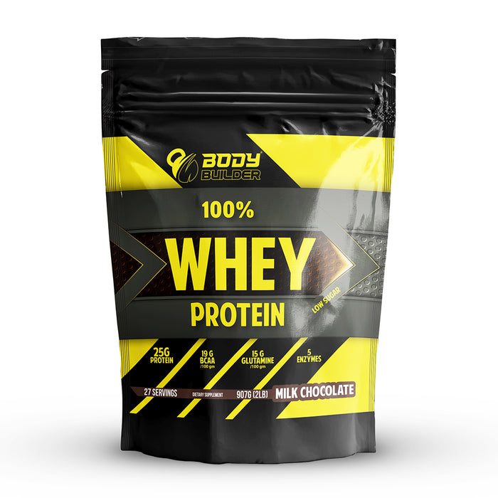 Body Builder Whey Protein, Milk Chocolate, 2 LB, 25 g of Whey Protein Per 1 Scoop