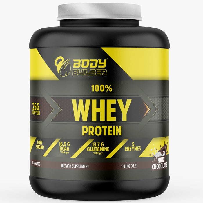 Body Builder Whey Protein, Milk Chocolate, 4 LB, 25 g of Whey Protein Per 1 Scoop