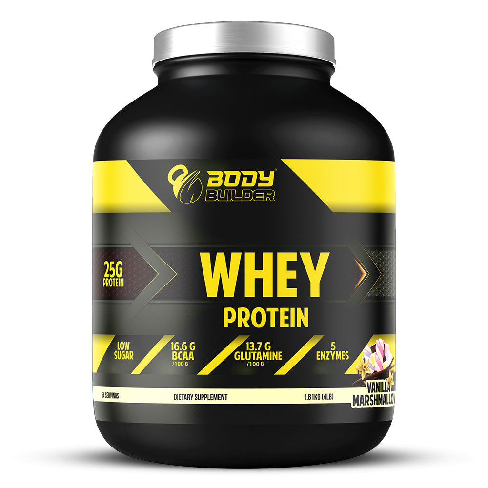 Body Builder Whey Protein, Vanilla Marshmallow, 4 LB, 25 g of Whey Protein Per 1 Scoop