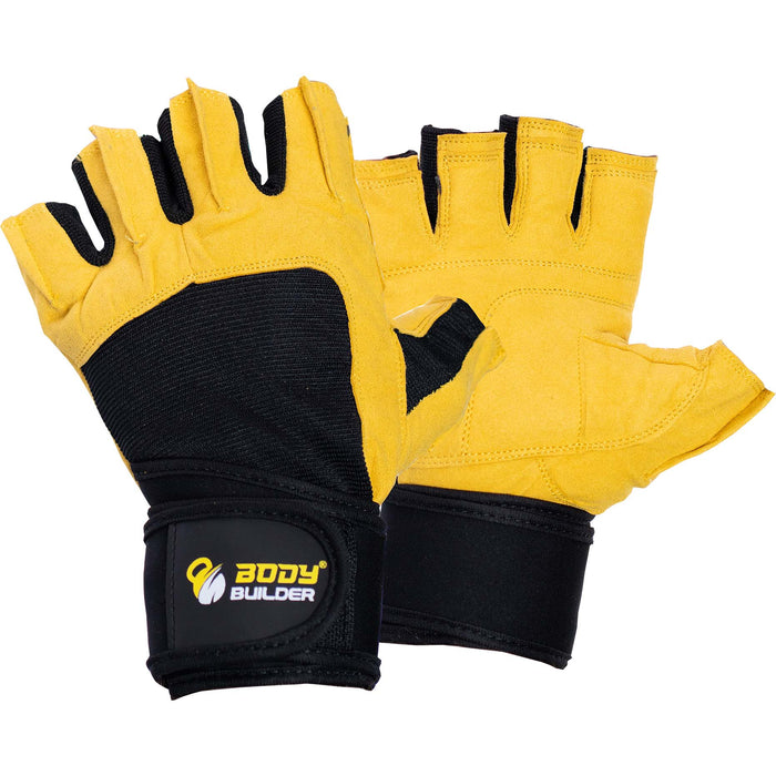 Body Builder Wrist Support Gloves, XL, Black & Yellow, The Best Choice of Outdoor Sports