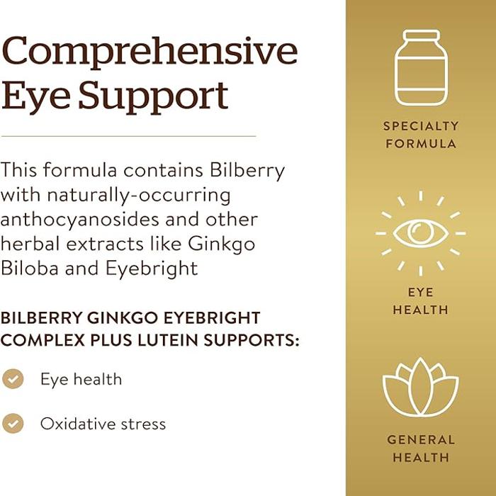 Solgar Bilberry Ginkgo Eyebright Complex, 60 Vegetable Capsules, Boost Immune