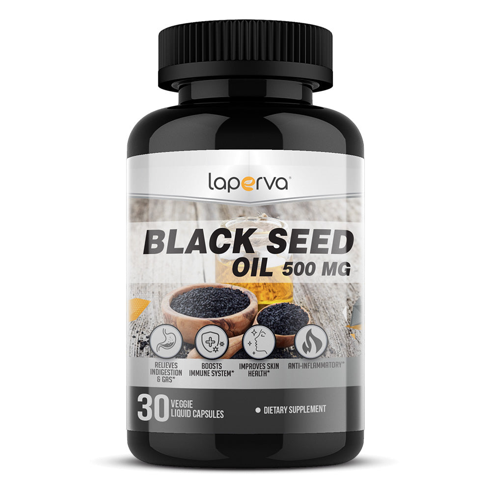 Laperva Black Seed Oil, 30 Veggie Capsules, 500 mg, Relieves Indigestion & Gas