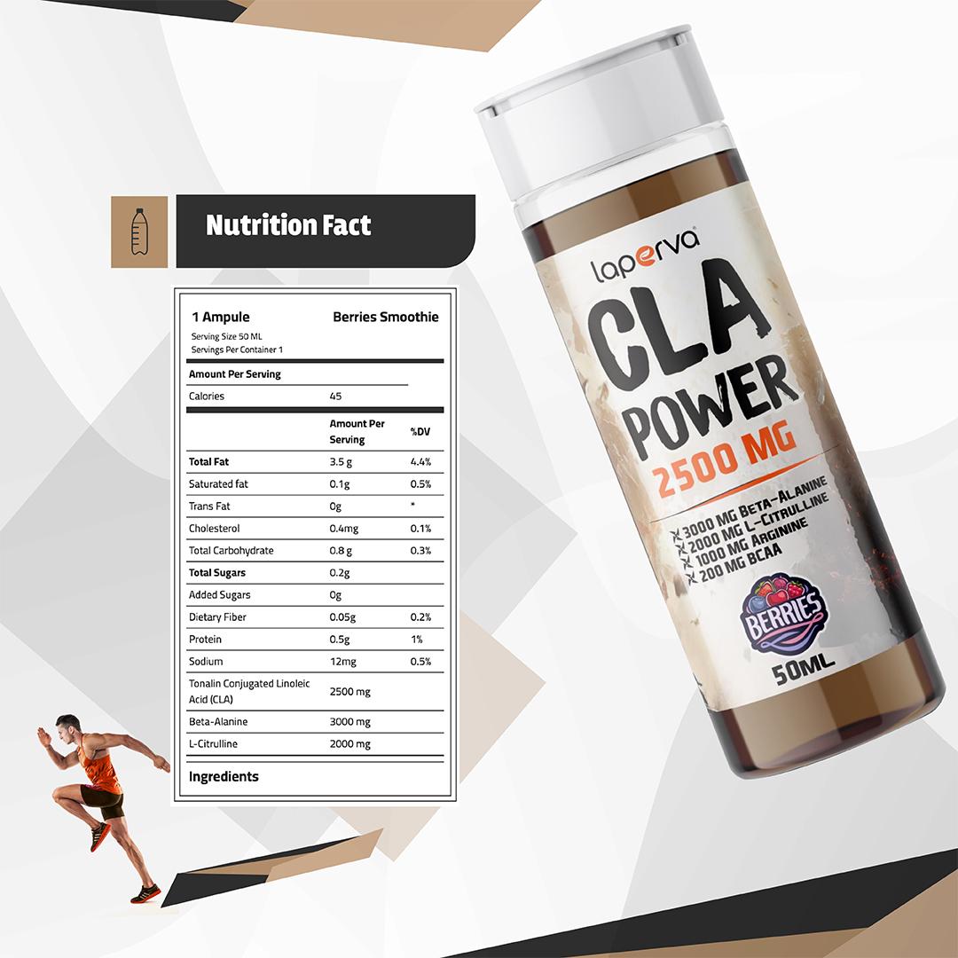 Laperva Cla Power, Berries Smoothie, 1 Ampule, Increase Activity and Energy Levels for Athletes