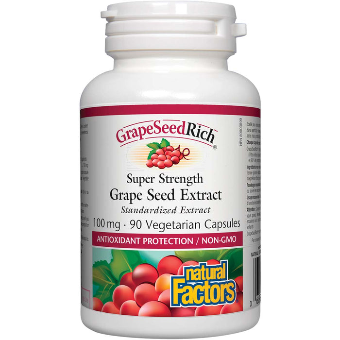 Natural Factors Grape Seed Extract, 100 mg, 90 Veggie Capsules, Reduces Oxidative Stress