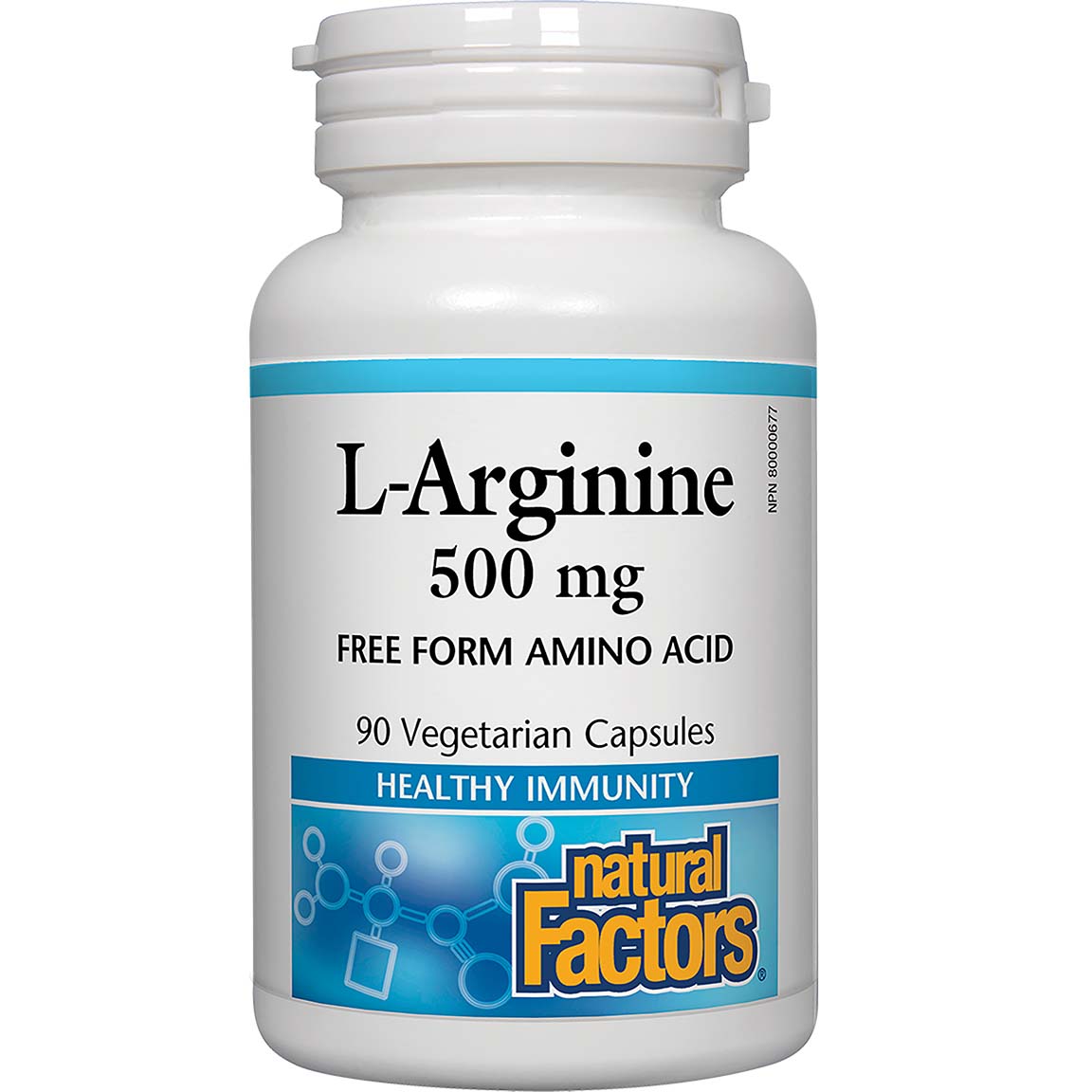 Natural Factors L-Arginine, 90 Vegetable Capsules, 500 mg, Promotes Wound Healing