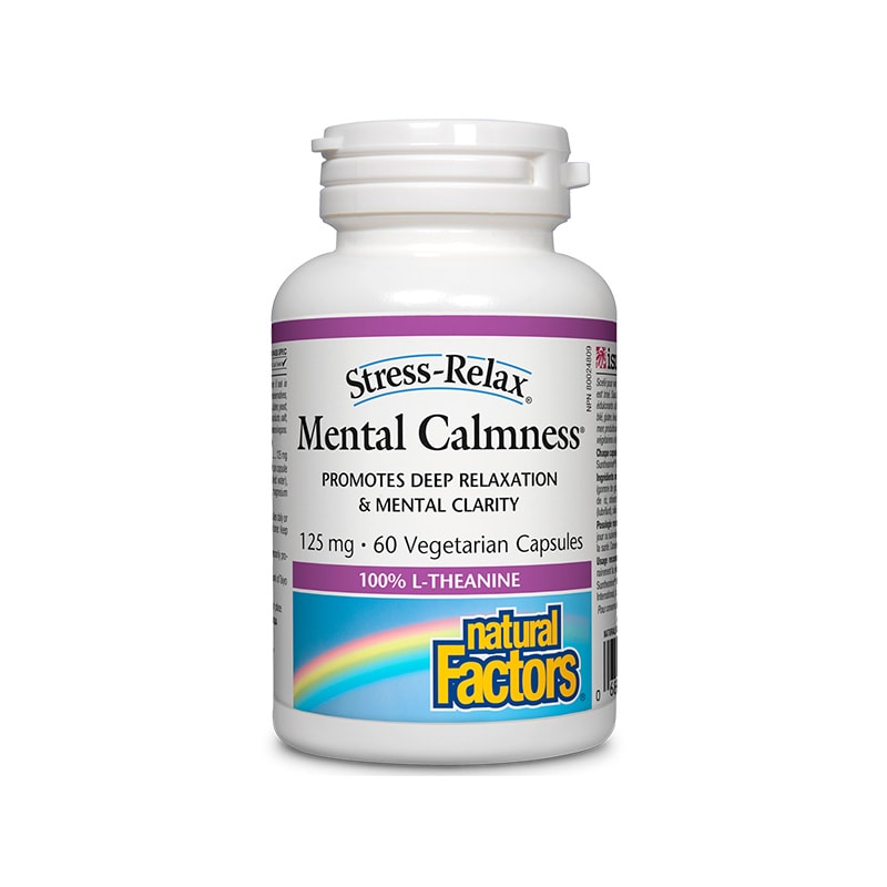 Natural Factors Mental Calmness, 125 mg, 60 Vegetable Capsules, Reduce Stress