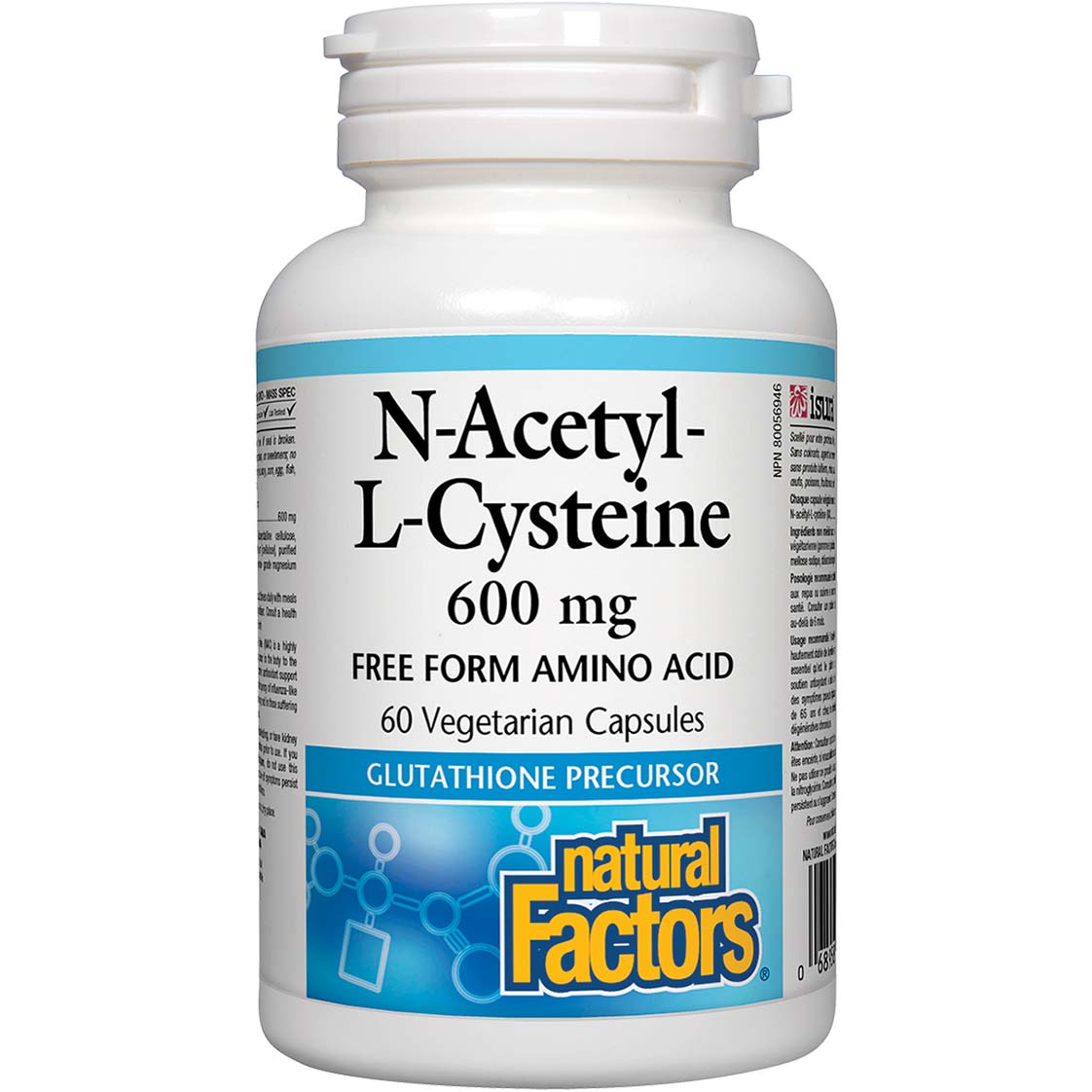 عوامل طبيعية N-Acetyl L-Cysteine، 600 مجم، 60 كبسولة نباتية، تدعم صحة الجهاز المناعي