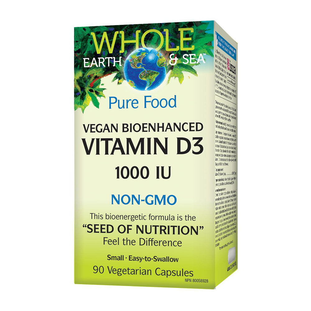 Natural Factors Vegan Vitamin D3, 90 Veggie Capsules, 1000 IU, Essential For Bone Health
