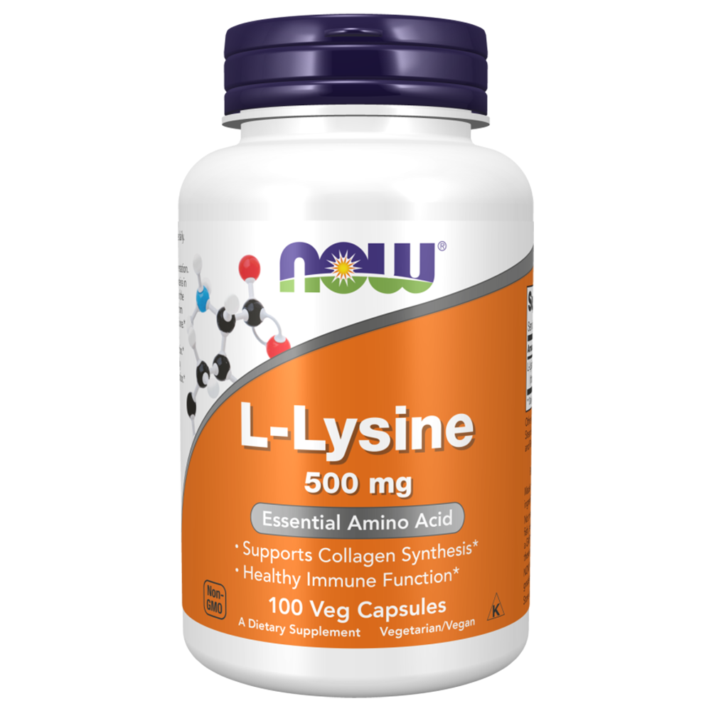 الآن L Lysine، 100 كبسولة نباتية، 500 مجم، يدعم تخليق الكولاجين