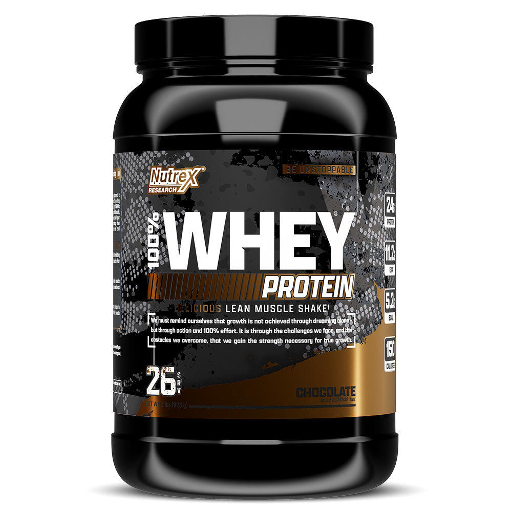 Nutrex Research 100% Whey, Chocolate, 2 LB, Support Muscle Growth, Contains 24 Gm Protein