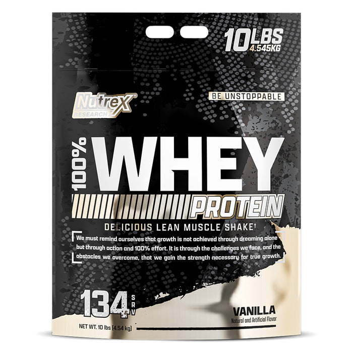 Nutrex Research 100% Whey, Vanilla, 10 LB, Support Muscle Growth, Contains 24 Gm Protein