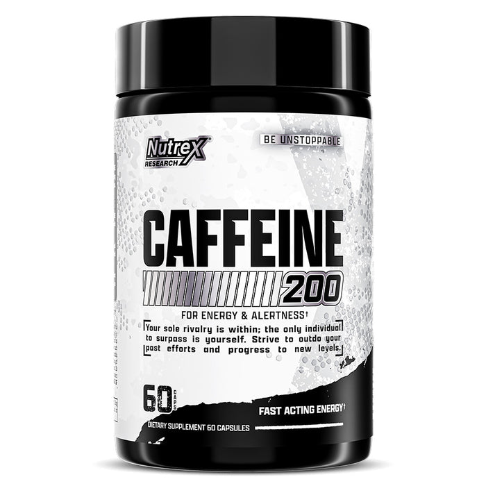 Nutrex Research Caffeine, 60 Capsules, 200 mg, Boosts Energy Levels, Enhances Fat Oxidation