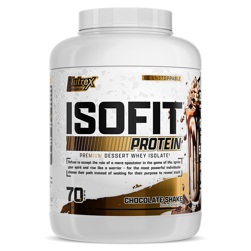 Nutrex Research Isofit، مخفوق الشوكولاتة، 5 رطل، يدعم اكتساب العضلات، يحتوي على 25 جرامًا من البروتين 