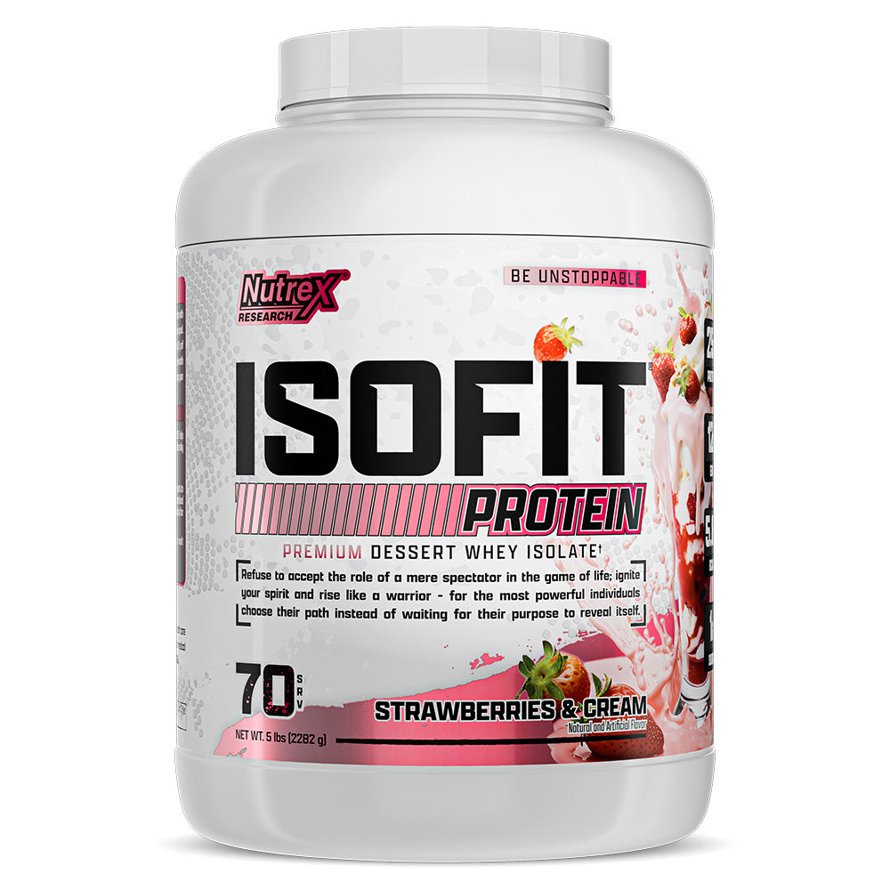 Nutrex Research Isofit، الفراولة والكريمة، 5 رطل، يدعم اكتساب العضلات 