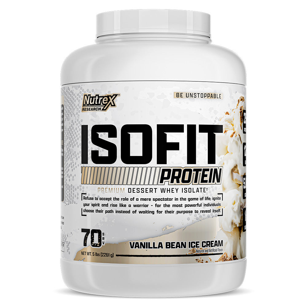 Nutrex Research Isofit، آيس كريم الفانيليا، 5 رطل، يدعم اكتساب العضلات 