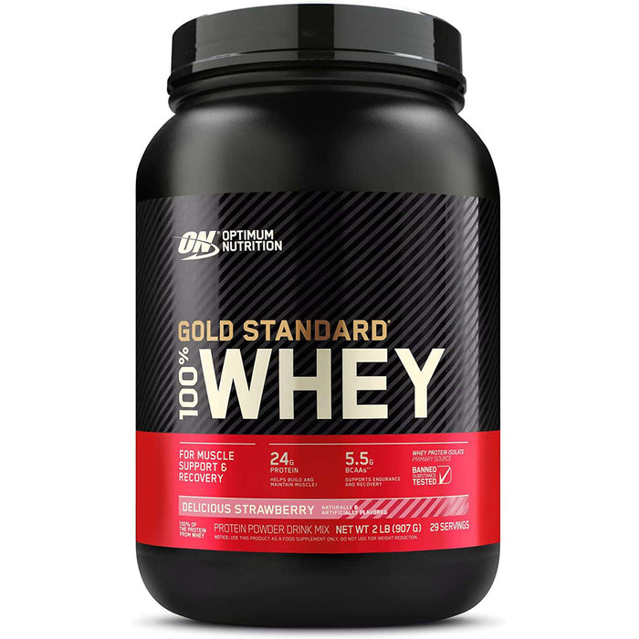 Optimum Nutrition Gold Standard 100% Whey Protein, Delicious Strawberry, 2 LB