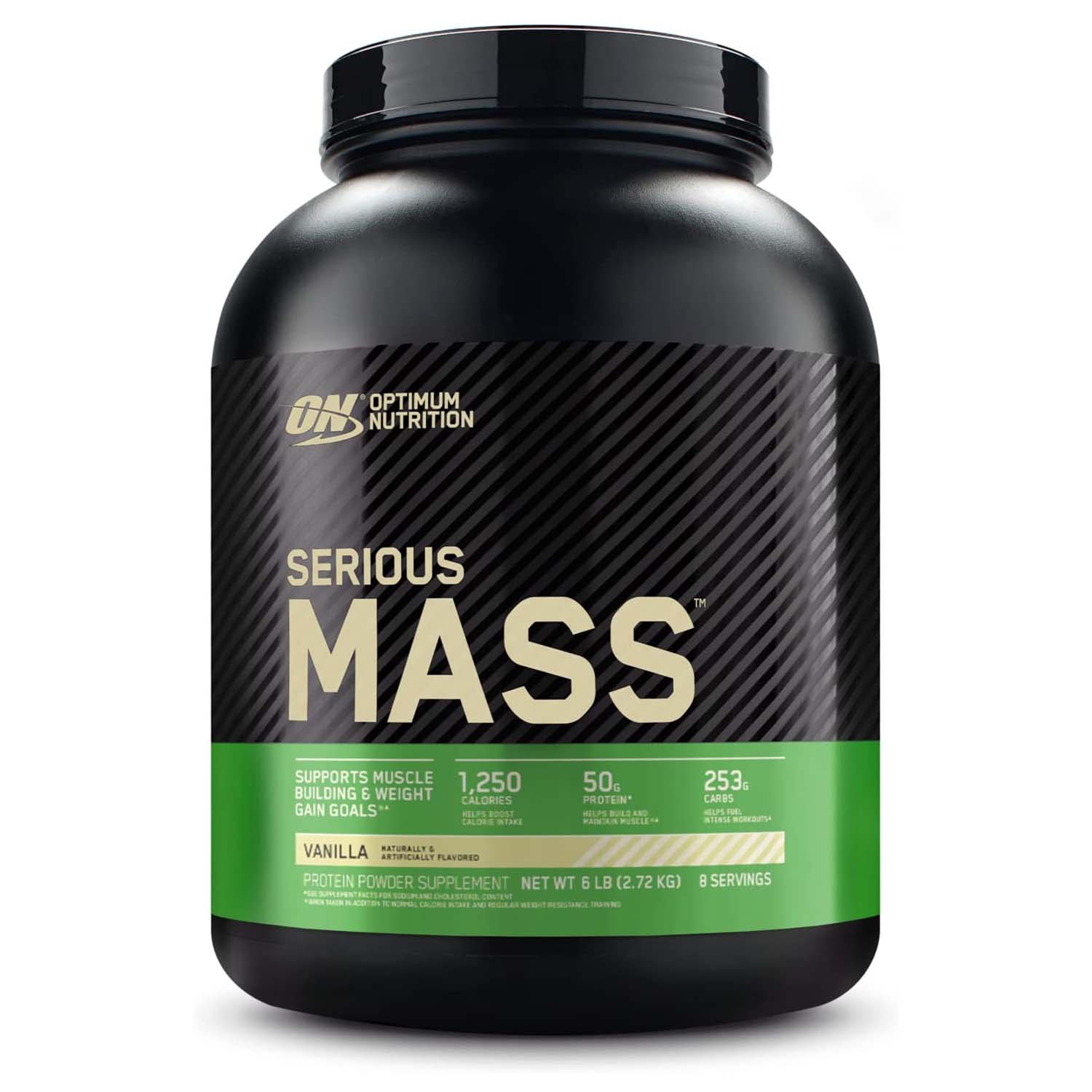 Optimum Nutrition Serious Mass، فانيليا، 6 رطل، 1250 سعرة حرارية، 50 جرام مزيج بروتين 