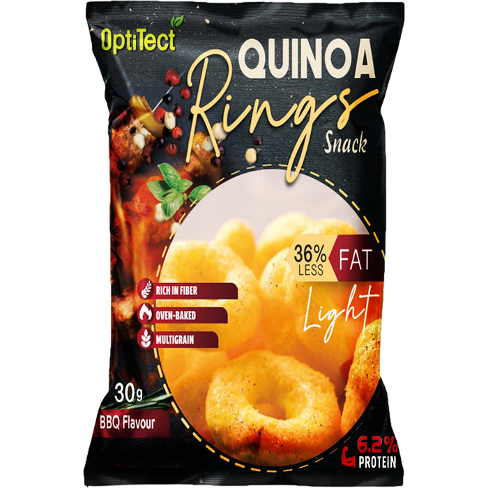 Optitect Quinoa Rings Snack, Barbecue, 30 Gm, High Fiber, Rich In Protein