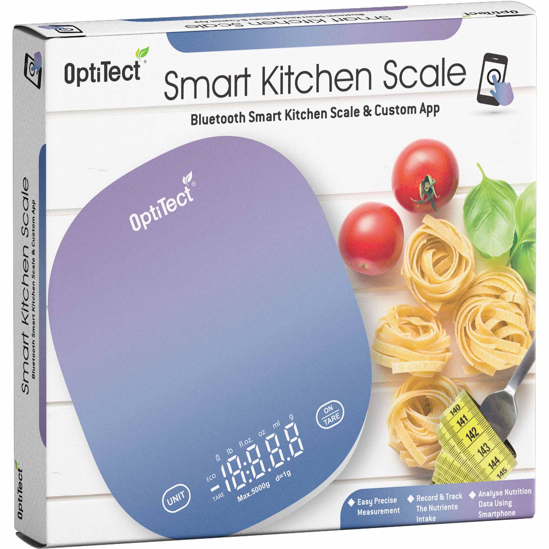 Optitect Smart Kitchen Scale, Purple, Contains the Latest Sensor Technology