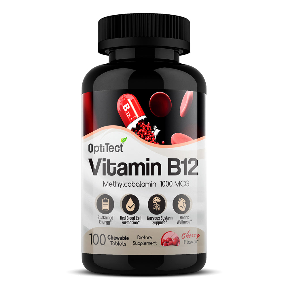 Optitect Vitamin B12 Methylcobalamin, 100 Chewable Tablets, 1000 mcg, Nervous System Support