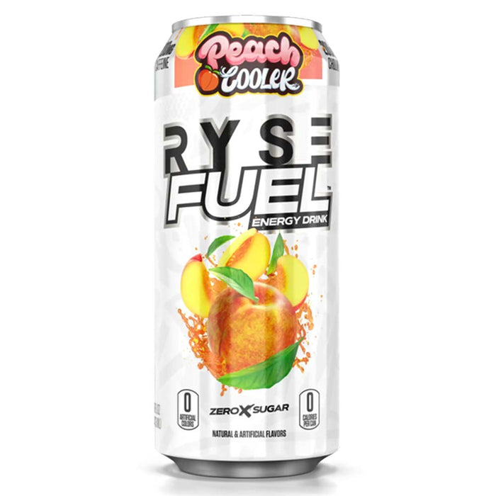 RYSE Fuel Energy Drink, Peach Cooler, 1 Can, 200mg Natural Caffeine, Sugar Free