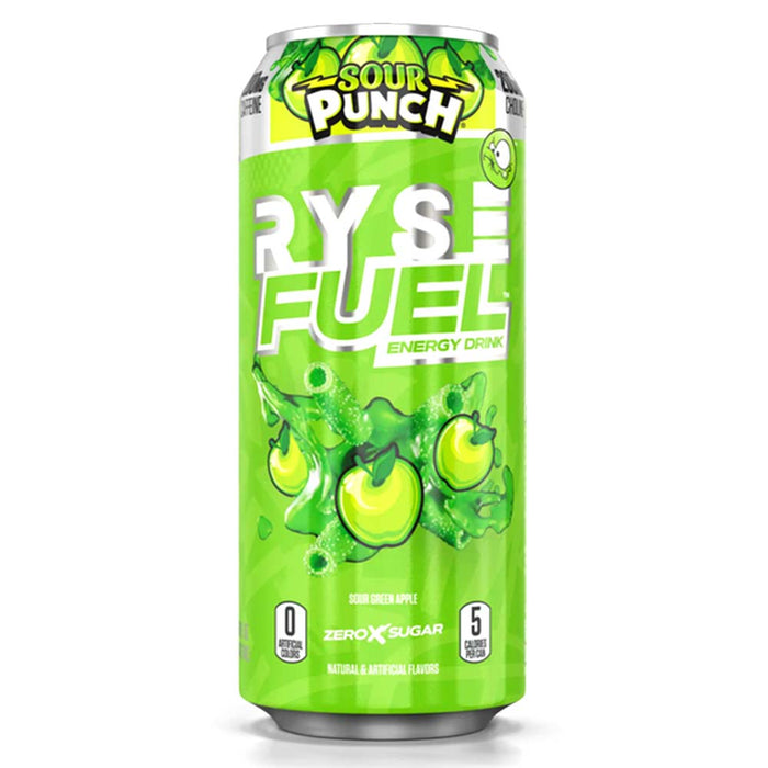 RYSE Fuel Energy Drink, Sour Punch Green Apple, 1 Can, 200mg Natural Caffeine