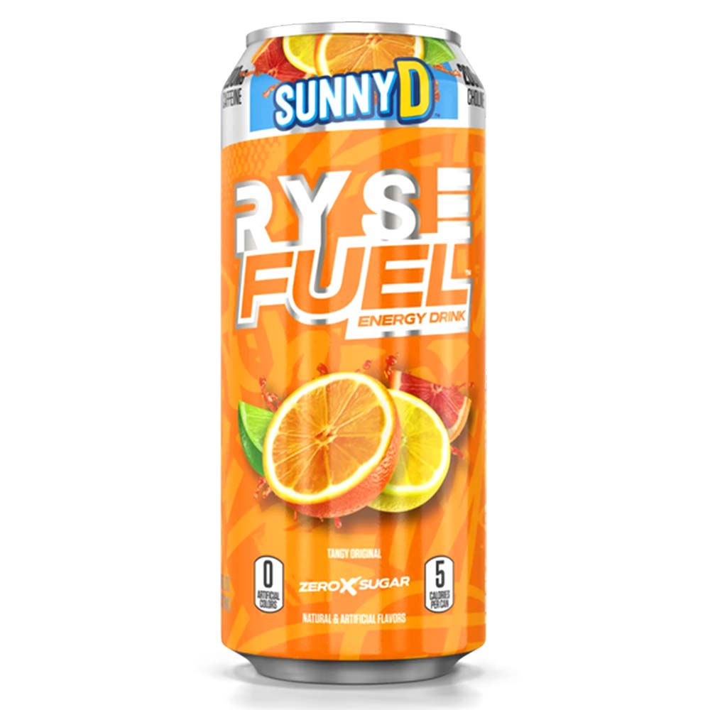 RYSE Fuel Energy Drink, Sunny D Tangy Original, 1 Can, 200mg Natural Caffeine