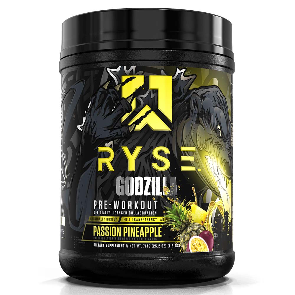 RYSE Godzilla Pre Workout، Passion Pineapple، 40، مضخة وطاقة، قوة وتركيز 