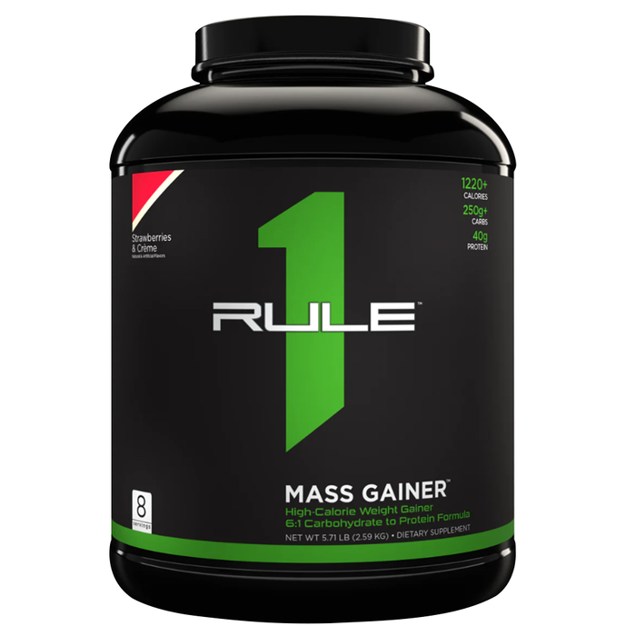 Rule 1 Mass Gainer, Strawberries Cream, 5.78 LB, Over 1,220 Calories Per Serivng