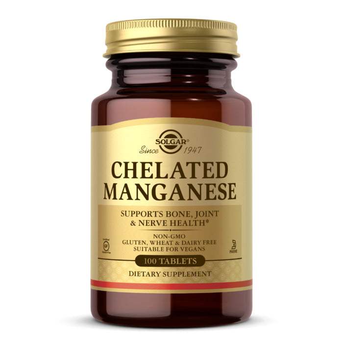 Solgar Chelated Manganese, 100 Tablets, Supports Bone & Joint Health, Supports Nerve Health