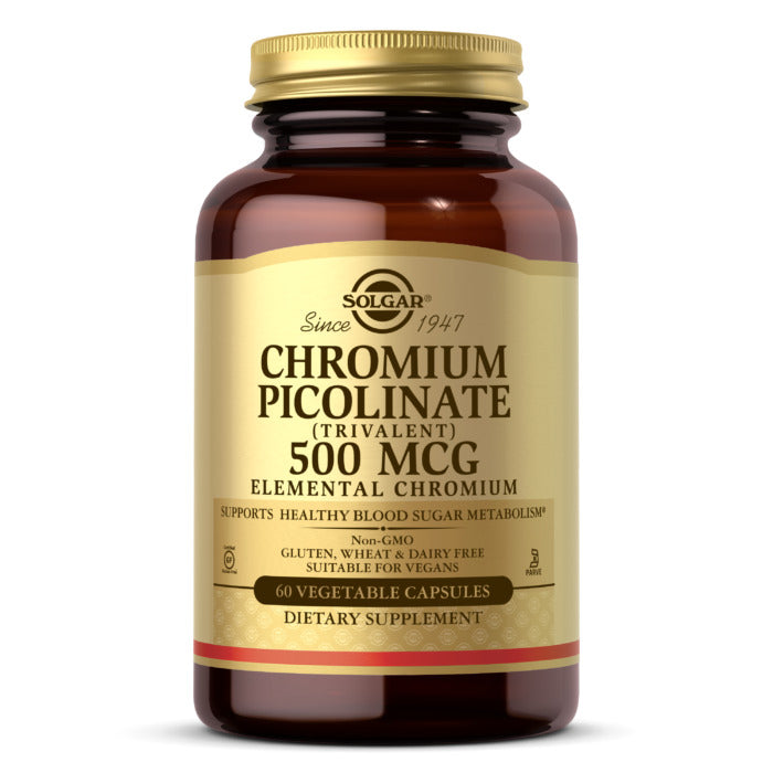 Solgar Chromium Picolinate, 500 mcg, 60 Vegetable Capsules, Maintain Healthy Blood Sugar Levels