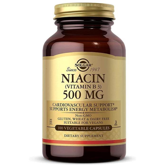 Solgar Niacin (Vitamin B3), 500 mg, 100 Tablets, Supports Cardiovascular Health