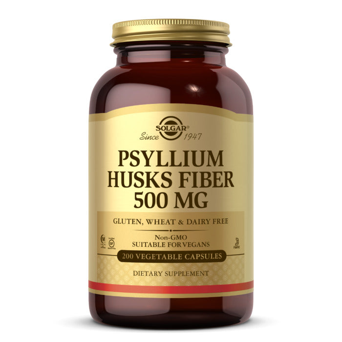 Solgar Psyllium Husks Fiber, 500 mg, 200 Vegetable Capsules, Boost Satiety