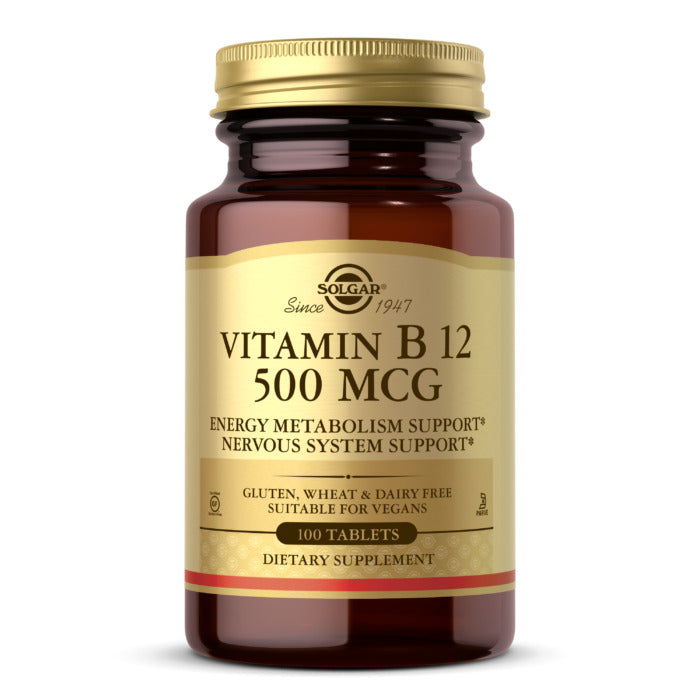 Solgar Vitamin B12, 500 mcg, 100 Tablets, Support Brain Function, Production of Red Blood Cells