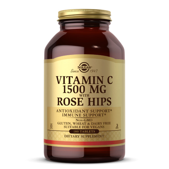 Solgar Vitamin C With Rose Hips, 1500 mg, 180 Tablets, An Antioxidant, Support Immune System