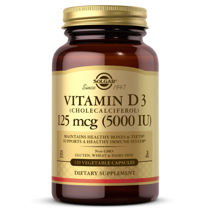 Solgar Vitamin D3 (Cholecalciferol), 5000 IU, 120 Vegetable Capsules, Promote Calcium Absorption