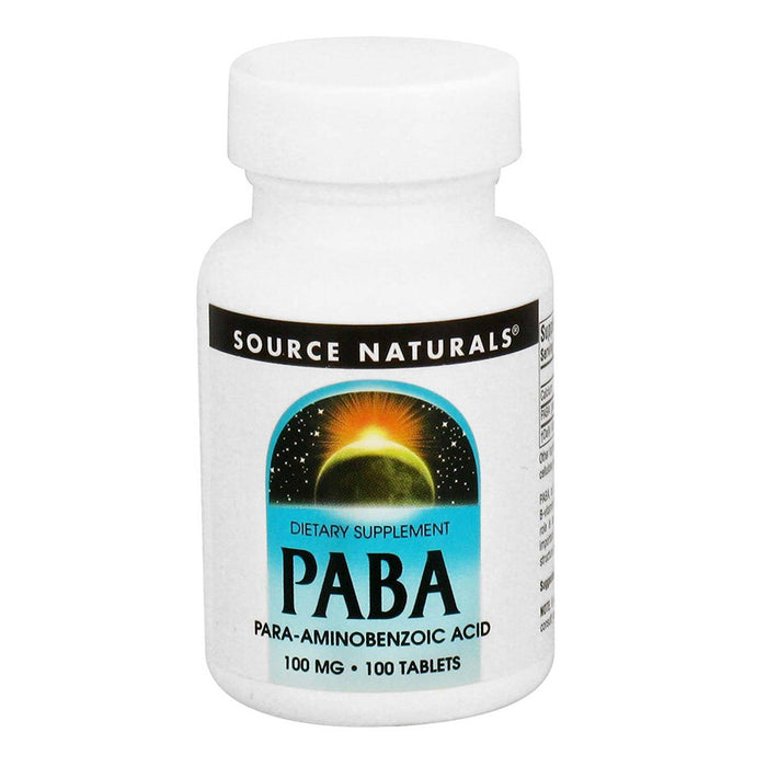 Source Naturals PABA , 100 mg, 100 Tablets, Supports The Production of Folic Acid