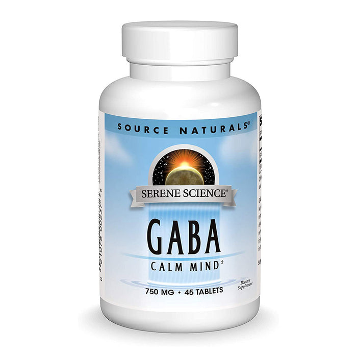 Source Naturals Serene Science GABA, 750 mg, 45 Tablets, Calm Mind, Inhibitory Neurotransmitter