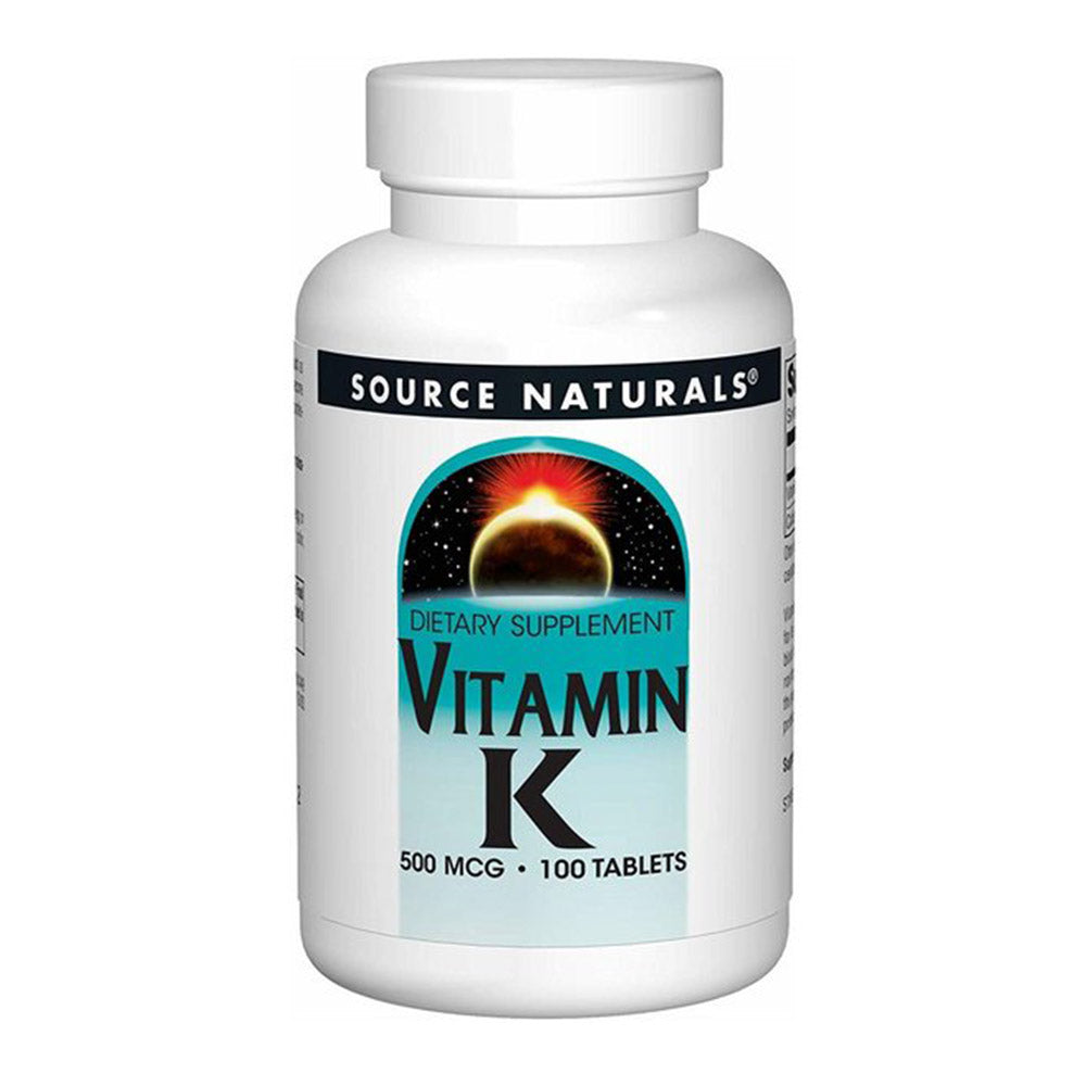 Source Naturals Vitamin K, 500 mcg, 100 Tablets, Supports Bone and Blood Heath